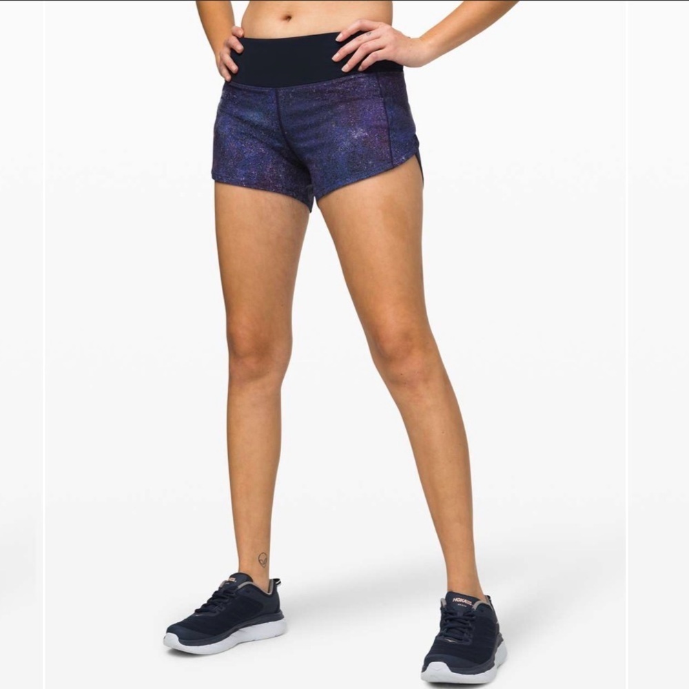 Lululemon Speed Up Mid-Rise Lined Short 4" Polar Lights Blue Multi/True Navy 6